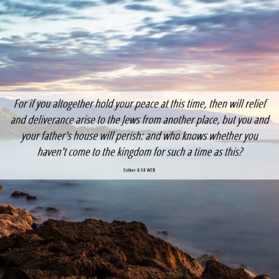 Picture 06 - Esther 4:14 WEB - For if you altogether hold your peace at this - Bible Verse Picture