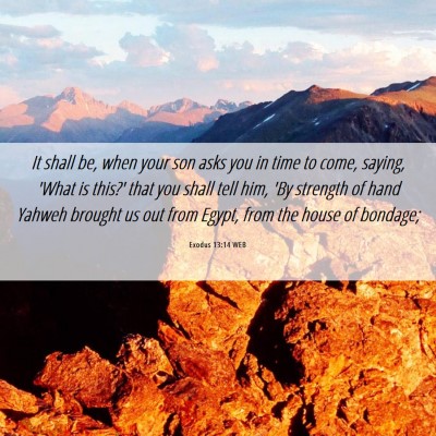 Picture 06 - Exodus 13:14 WEB - It shall be, when your son asks you in time to - Bible Verse Picture