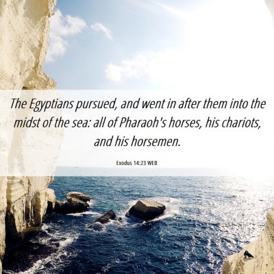 Picture 06 - Exodus 14:23 WEB - The Egyptians pursued, and went in after them - Bible Verse Picture
