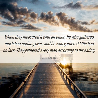 Picture 06 - Exodus 16:18 WEB - When they measured it with an omer, he who - Bible Verse Picture
