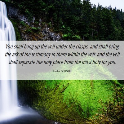 Picture 06 - Exodus 26:33 WEB - You shall hang up the veil under the clasps, and - Bible Verse Picture