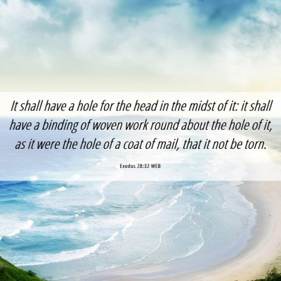 Picture 06 - Exodus 28:32 WEB - It shall have a hole for the head in the midst of - Bible Verse Picture