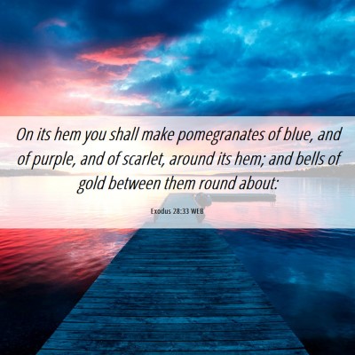 Picture 06 - Exodus 28:33 WEB - On its hem you shall make pomegranates of blue, - Bible Verse Picture