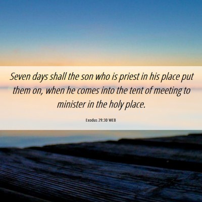 Picture 06 - Exodus 29:30 WEB - Seven days shall the son who is priest in his - Bible Verse Picture
