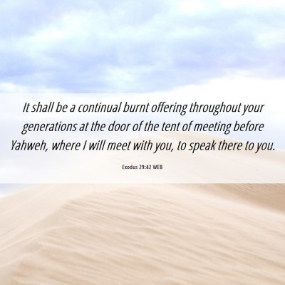 Picture 06 - Exodus 29:42 WEB - It shall be a continual burnt offering throughout - Bible Verse Picture