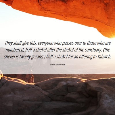 Picture 06 - Exodus 30:13 WEB - They shall give this, everyone who passes over to - Bible Verse Picture