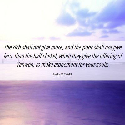 Picture 06 - Exodus 30:15 WEB - The rich shall not give more, and the poor shall - Bible Verse Picture