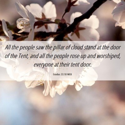 Picture 06 - Exodus 33:10 WEB - All the people saw the pillar of cloud stand at - Bible Verse Picture
