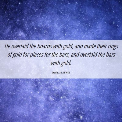 Picture 06 - Exodus 36:34 WEB - He overlaid the boards with gold, and made their - Bible Verse Picture