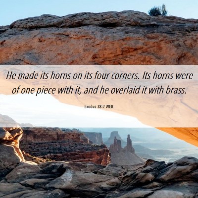 Picture 06 - Exodus 38:2 WEB - He made its horns on its four corners. Its horns - Bible Verse Picture