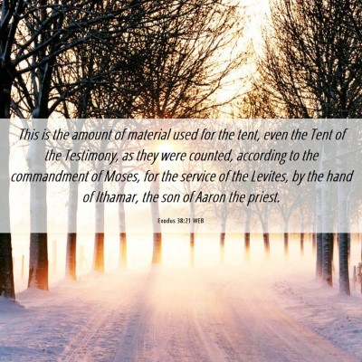 Picture 06 - Exodus 38:21 WEB - This is the amount of material used for the tent, - Bible Verse Picture