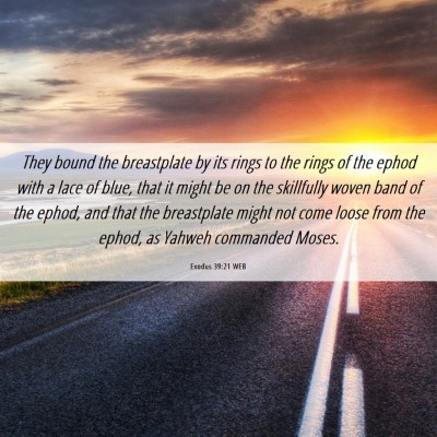 Picture 06 - Exodus 39:21 WEB - They bound the breastplate by its rings to the - Bible Verse Picture
