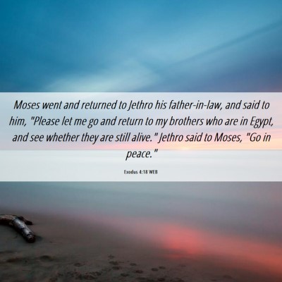Picture 06 - Exodus 4:18 WEB - Moses went and returned to Jethro his - Bible Verse Picture