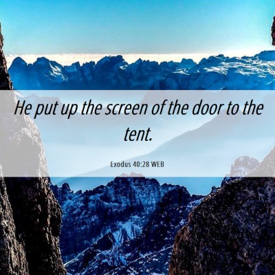Picture 06 - Exodus 40:28 WEB - He put up the screen of the door to the - Bible Verse Picture