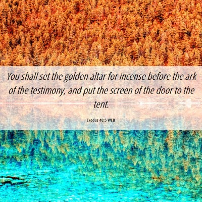 Picture 06 - Exodus 40:5 WEB - You shall set the golden altar for incense before - Bible Verse Picture