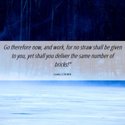 Picture 06 - Exodus 5:18 WEB - Go therefore now, and work, for no straw shall be - Bible Verse Picture