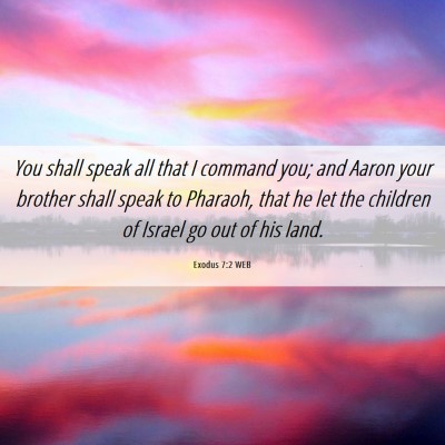 Picture 06 - Exodus 7:2 WEB - You shall speak all that I command you; and Aaron - Bible Verse Picture
