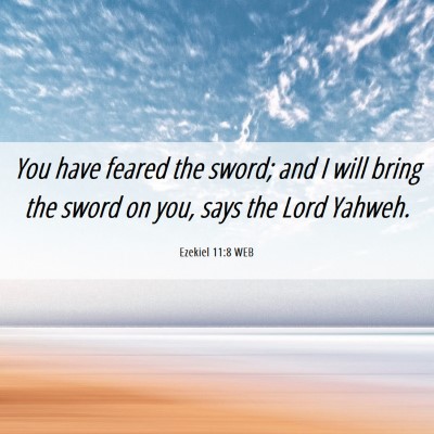 Picture 06 - Ezekiel 11:8 WEB - You have feared the sword; and I will bring the - Bible Verse Picture