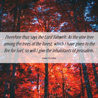 Picture 06 - Ezekiel 15:6 WEB - Therefore thus says the Lord Yahweh: As the vine - Bible Verse Picture