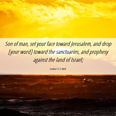 Picture 06 - Ezekiel 21:2 WEB - Son of man, set your face toward Jerusalem, and - Bible Verse Picture