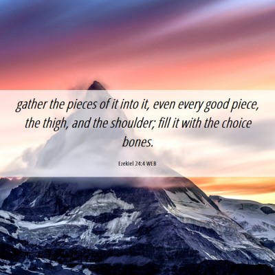 Picture 06 - Ezekiel 24:4 WEB - gather the pieces of it into it, even every good - Bible Verse Picture