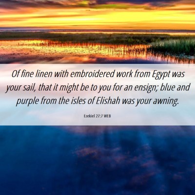 Picture 06 - Ezekiel 27:7 WEB - Of fine linen with embroidered work from Egypt - Bible Verse Picture