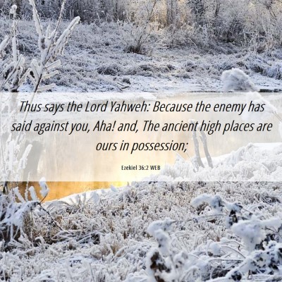 Picture 06 - Ezekiel 36:2 WEB - Thus says the Lord Yahweh: Because the enemy has - Bible Verse Picture