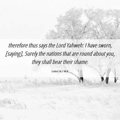 Picture 06 - Ezekiel 36:7 WEB - therefore thus says the Lord Yahweh: I have - Bible Verse Picture