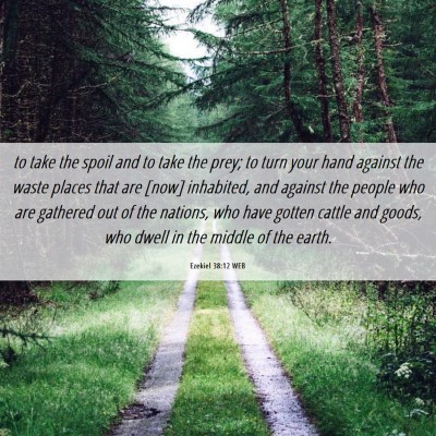 Picture 06 - Ezekiel 38:12 WEB - to take the spoil and to take the prey; to turn - Bible Verse Picture