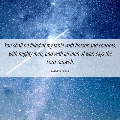 Picture 06 - Ezekiel 39:20 WEB - You shall be filled at my table with horses and - Bible Verse Picture