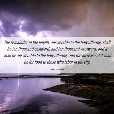 Picture 06 - Ezekiel 48:18 WEB - The remainder in the length, answerable to the - Bible Verse Picture