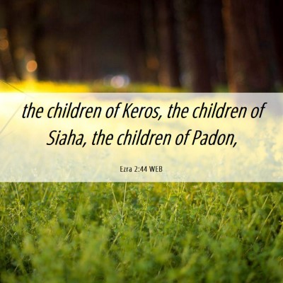 Picture 06 - Ezra 2:44 WEB - the children of Keros, the children of Siaha, the - Bible Verse Picture