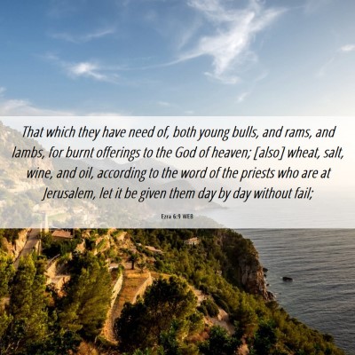 Picture 06 - Ezra 6:9 WEB - That which they have need of, both young bulls, - Bible Verse Picture
