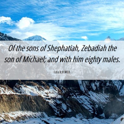 Picture 06 - Ezra 8:8 WEB - Of the sons of Shephatiah, Zebadiah the son of - Bible Verse Picture