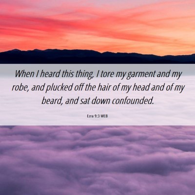 Picture 06 - Ezra 9:3 WEB - When I heard this thing, I tore my garment and my - Bible Verse Picture