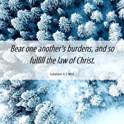 Picture 06 - Galatians 6:2 WEB - Bear one another's burdens, and so fulfill the - Bible Verse Picture