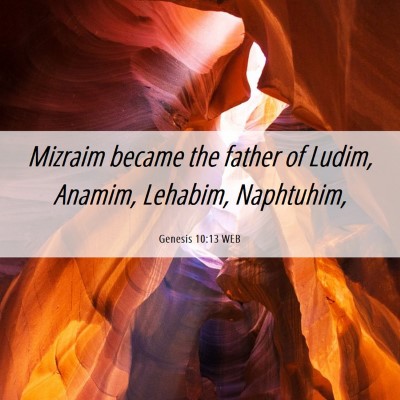 Picture 06 - Genesis 10:13 WEB - Mizraim became the father of Ludim, Anamim, - Bible Verse Picture