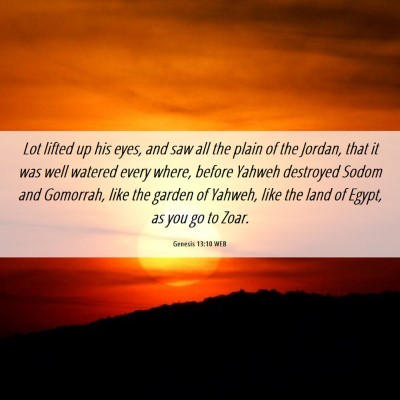 Picture 06 - Genesis 13:10 WEB - Lot lifted up his eyes, and saw all the plain of - Bible Verse Picture