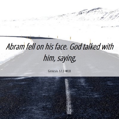 Picture 06 - Genesis 17:3 WEB - Abram fell on his face. God talked with him, - Bible Verse Picture