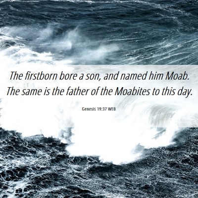 Picture 06 - Genesis 19:37 WEB - The firstborn bore a son, and named him Moab. The - Bible Verse Picture