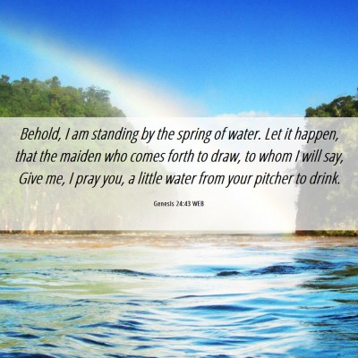 Picture 06 - Genesis 24:43 WEB - Behold, I am standing by the spring of water. Let - Bible Verse Picture