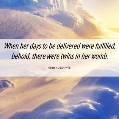 Picture 06 - Genesis 25:24 WEB - When her days to be delivered were fulfilled, - Bible Verse Picture