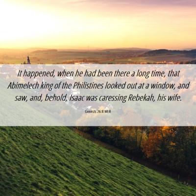 Picture 06 - Genesis 26:8 WEB - It happened, when he had been there a long time, - Bible Verse Picture