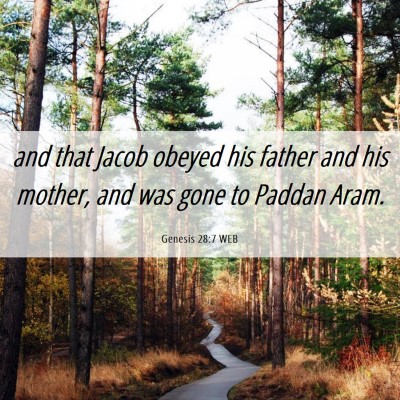 Picture 06 - Genesis 28:7 WEB - and that Jacob obeyed his father and his mother, - Bible Verse Picture