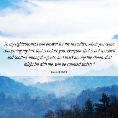 Picture 06 - Genesis 30:33 WEB - So my righteousness will answer for me hereafter, - Bible Verse Picture