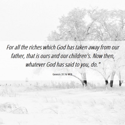 Picture 06 - Genesis 31:16 WEB - For all the riches which God has taken away from - Bible Verse Picture