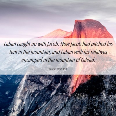 Picture 06 - Genesis 31:25 WEB - Laban caught up with Jacob. Now Jacob had pitched - Bible Verse Picture