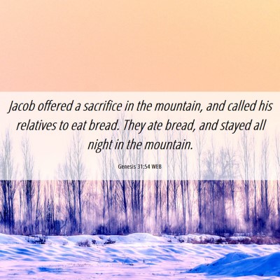 Picture 06 - Genesis 31:54 WEB - Jacob offered a sacrifice in the mountain, and - Bible Verse Picture