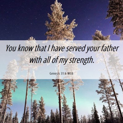Picture 06 - Genesis 31:6 WEB - You know that I have served your father with all - Bible Verse Picture