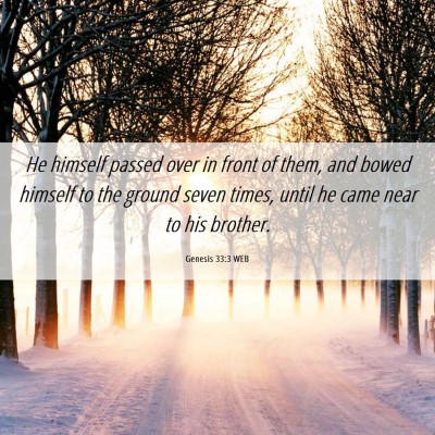 Picture 06 - Genesis 33:3 WEB - He himself passed over in front of them, and - Bible Verse Picture